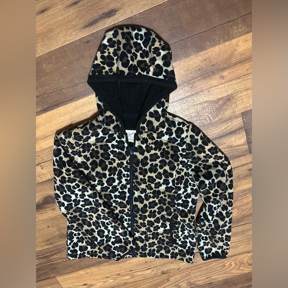 Faded Glory Animal Print Fleece Jacket Girls Size M (8-10)